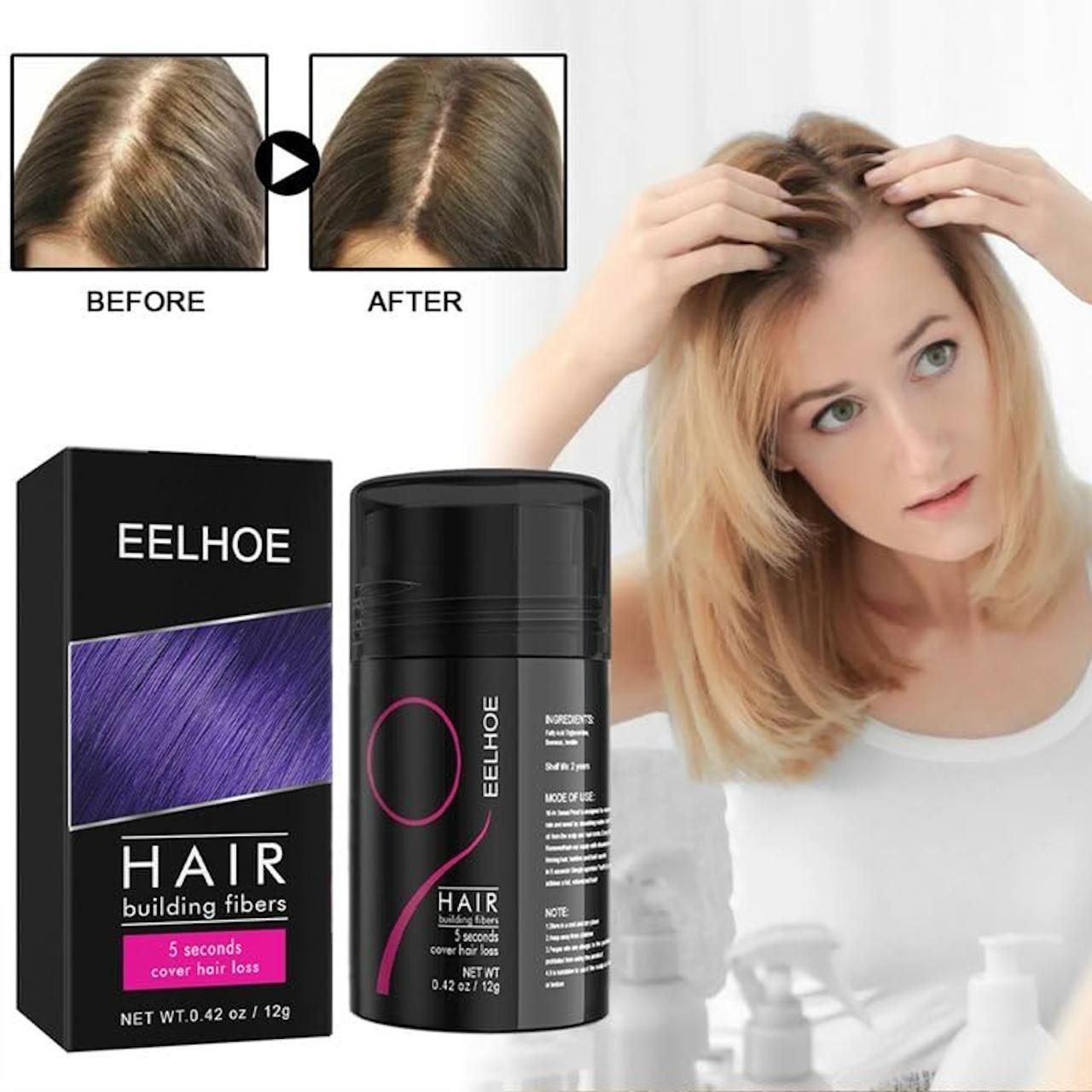 Hair Building Fiber Powder - Natural Hair Thickening Fiber for Men & Women